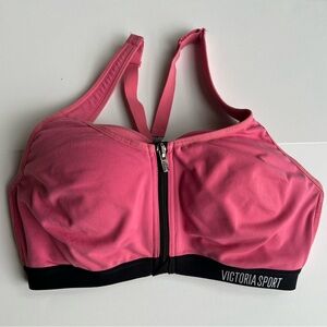 Victoria’s Secret Sport 34D Sports Bra Knockout Racerback Logo Support Zip Up